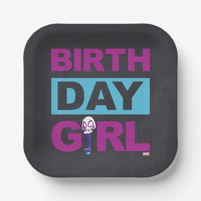 Ghost Spider | Chalkboard Birthday Girl Paper Plate (Front)