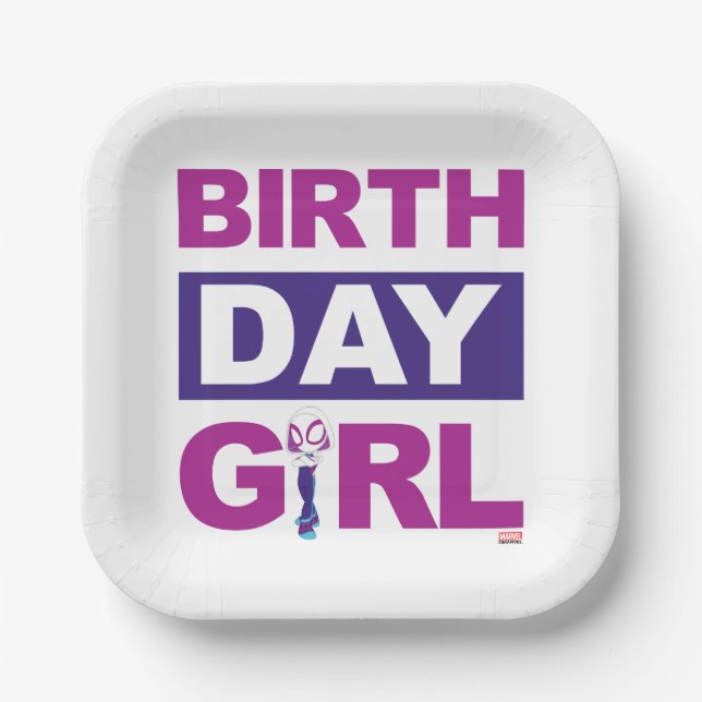 Ghost Spider | Chalkboard Birthday Girl Paper Plate (Front)