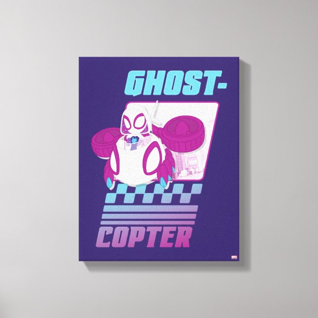 Ghost-Spider Flying Her Ghost-Copter Canvas Print (Front)