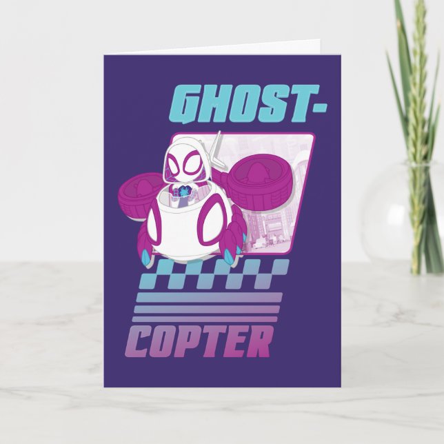 Ghost-Spider Flying Her Ghost-Copter Card (Front)