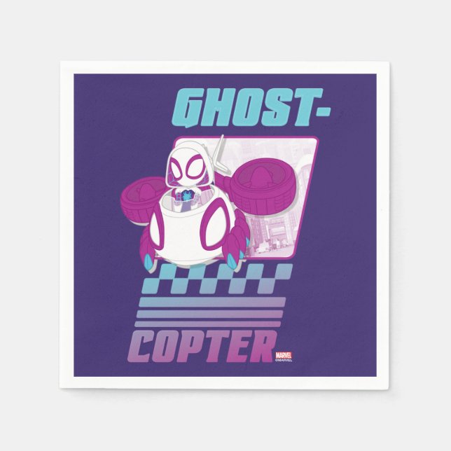 Ghost-Spider Flying Her Ghost-Copter Napkin (Front)