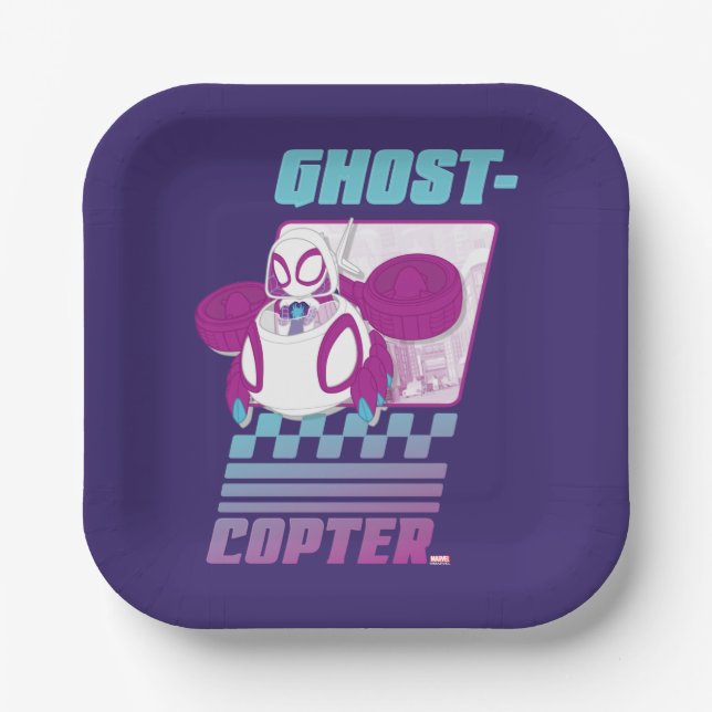Ghost-Spider Flying Her Ghost-Copter Paper Plate (Front)