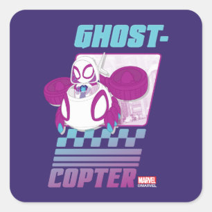 Ghost-Spider Flying Her Ghost-Copter Square Sticker