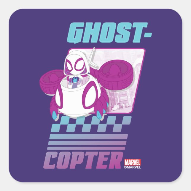 Ghost-Spider Flying Her Ghost-Copter Square Sticker (Front)