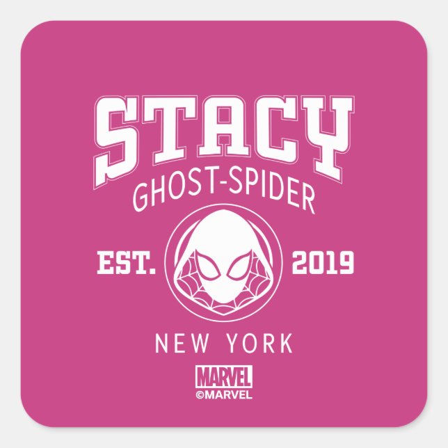 Ghost-Spider Gwen Stacy Collegiate Logo Square Sticker (Front)