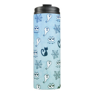 Ghost, Spiderwebs and Black Cats Blue Thermal Tumbler
