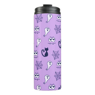Ghost, Spiderwebs and Black Cats Purple Thermal Tumbler