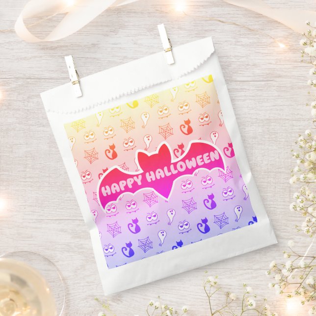 Ghost, Spiderwebs and Black Cats Rainbow Favour Bag (Clipped)