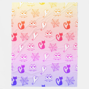 Ghost, Spiderwebs and Black Cats Rainbow Fleece Blanket
