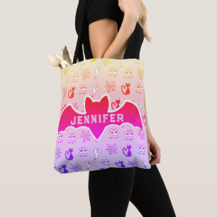 Ghost, Spiderwebs and Black Cats Rainbow Tote Bag