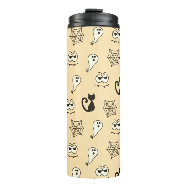 Ghost, Spiderwebs and Black Cats Yellow Thermal Tumbler (Front)