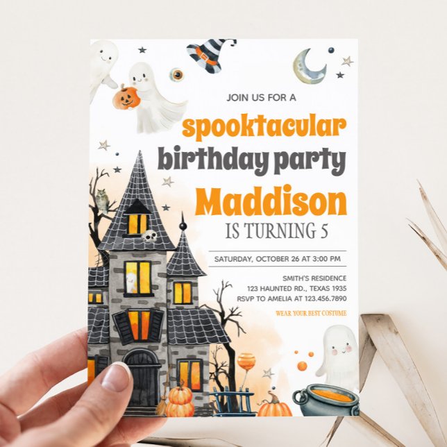 Ghost Spooktacular Halloween Birthday Party Invitation (Spooktacular Ghost Halloween Party Invitation)