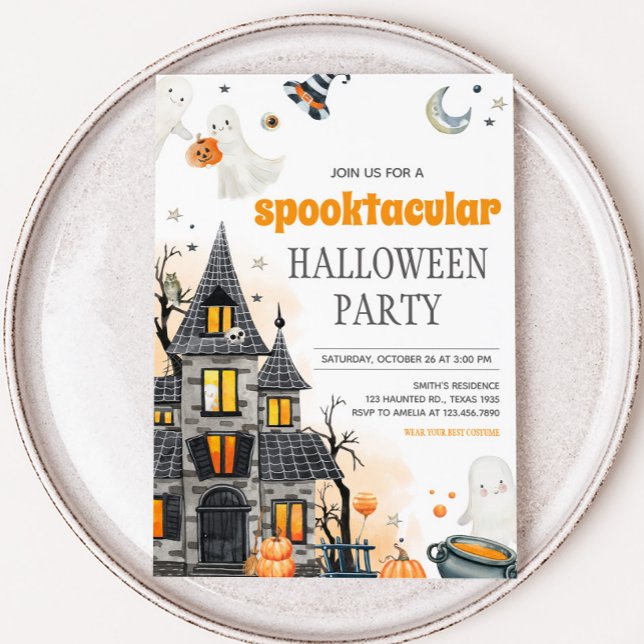 Ghost Spooktacular Halloween Party Invitation (Spooktacular Ghost Halloween Party Invitation)
