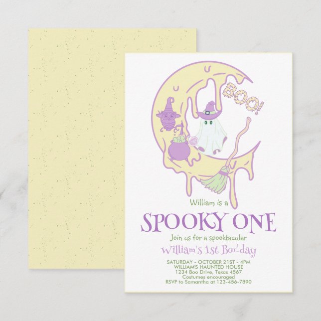 Ghost Spooky One 1st Halloween Birthday Invitation (Front/Back)