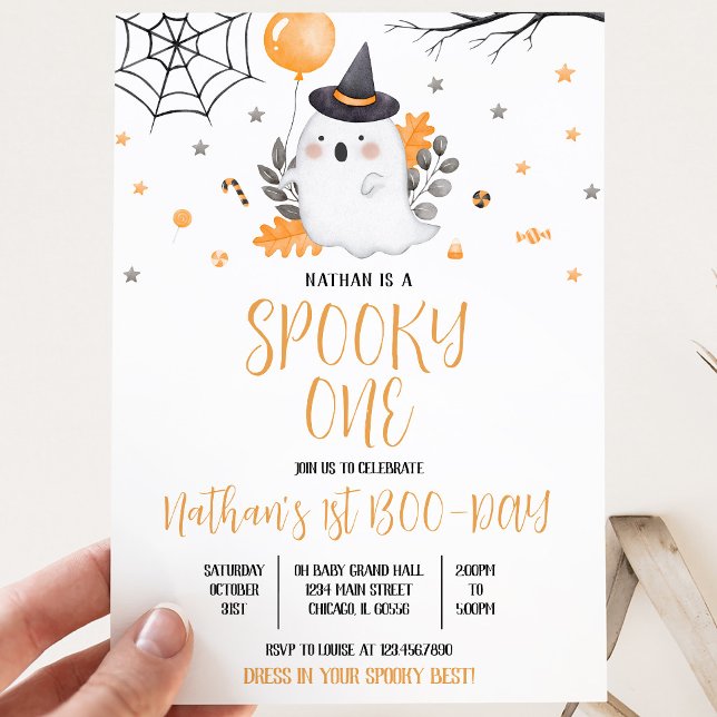 Ghost Spooky One Halloween Birthday Invitation (Creator Uploaded)