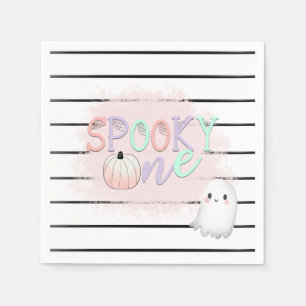 Ghost Spooky One Pastel Pink Halloween Birthday  Napkin