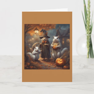Ghost Squirrel and Wich friend Halloween Card