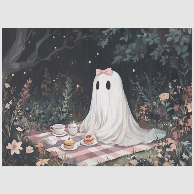 Ghost Tea Party Picnic Decoupage Tissue Paper (Front)