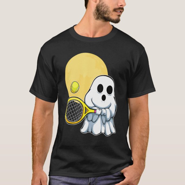 Ghost Tennis Player Lazy Halloween Costume Cute Sp T-Shirt (Front)
