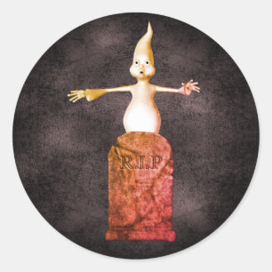 Ghost Tombstone Halloween Funny  Classic Round Sticker