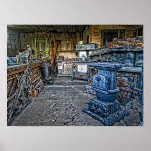GHOST TOWN STOVE STORAGE POSTER