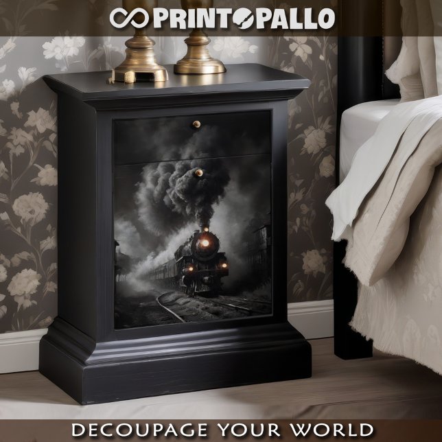 Ghost train from 1900, desert station - Decoupage  Wrapping Paper Sheet (Creator Uploaded)