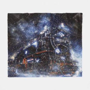 Ghost Train Vintage Locomotive Fleece Blanket