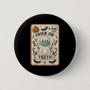 Ghost Trick Or Teeth Dental Tarot Card Halloween D 2 Inch Round Button