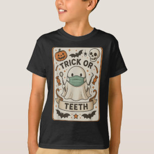 Ghost Trick Or Teeth Dental Tarot Card Halloween D T-Shirt