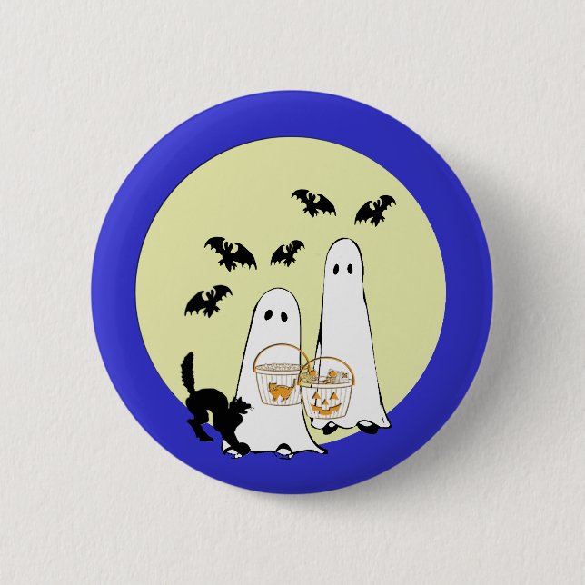 ghost  Trick or Treat 2 Inch Round Button (Front)