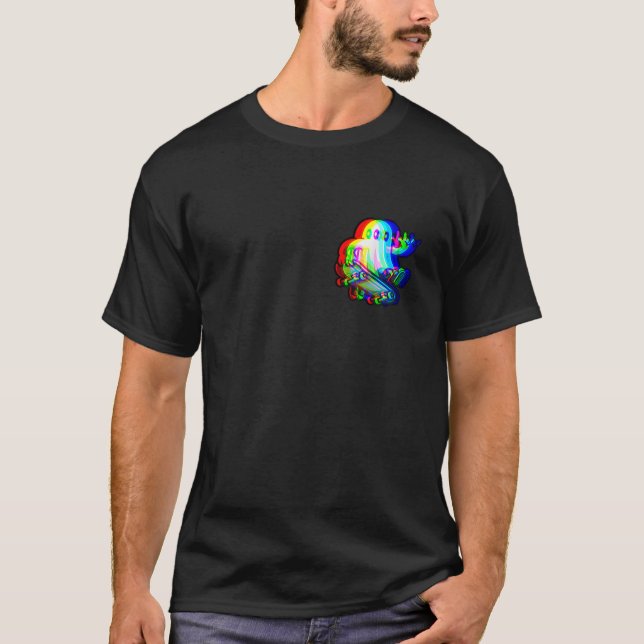 Ghost Trippy Vaporwave Halloween Techno Rave EDM M T-Shirt (Front)