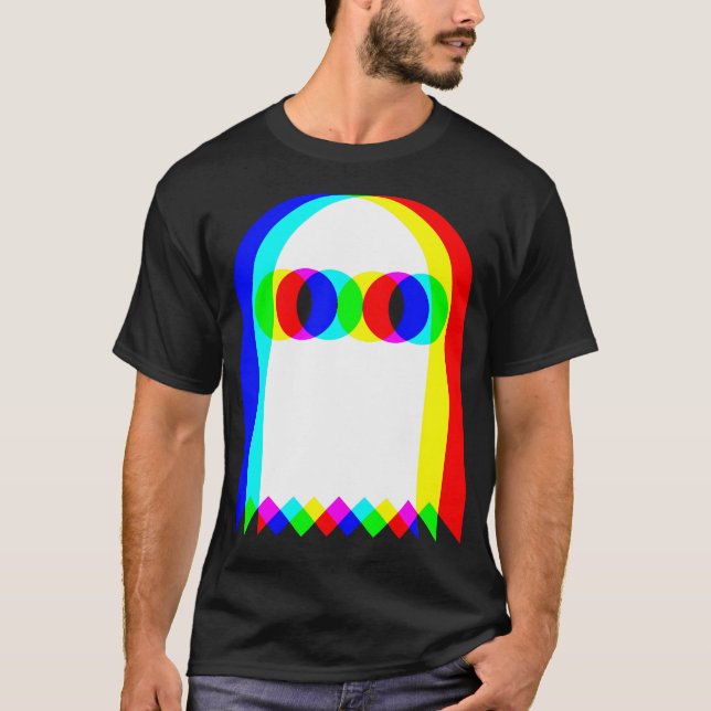 Ghost Trippy Vaporwave Halloween Techno Rave Edm T-Shirt (Front)