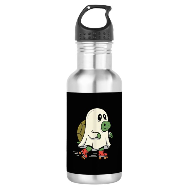 Ghost Turtle Roller Skates Halloween Design_1 532 Ml Water Bottle (Front)
