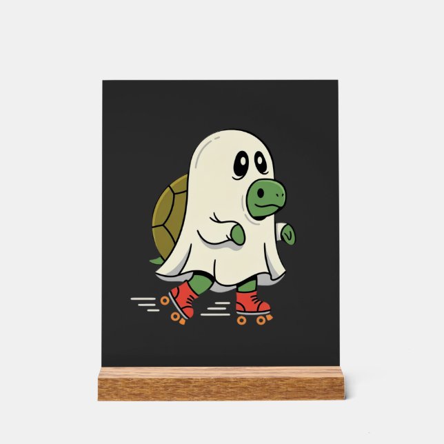 Ghost Turtle Roller Skates Halloween Design_1 Acrylic Sign (Front)
