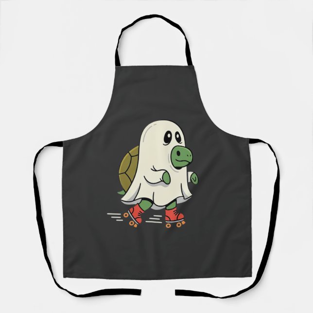 Ghost Turtle Roller Skates Halloween Design_1 Apron (Front)