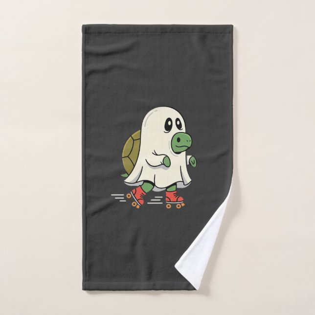 Ghost Turtle Roller Skates Halloween Design_1 Hand Towel (Hand Towel)