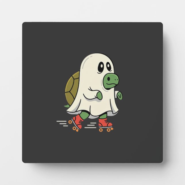 Ghost Turtle Roller Skates Halloween Design_1 Plaque (Front)