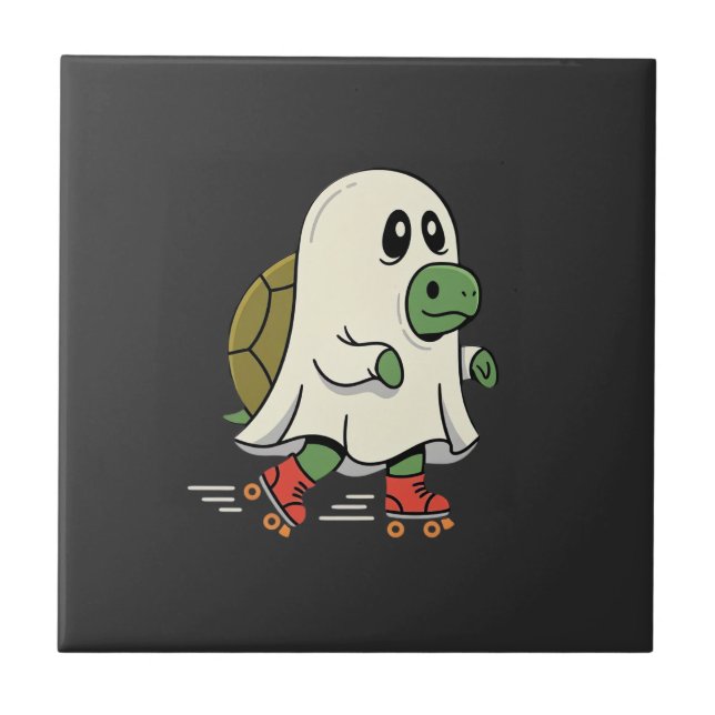 Ghost Turtle Roller Skates Halloween Design_1 Tile (Front)