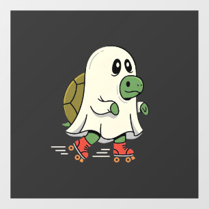 Ghost Turtle Roller Skates Halloween Design_1 Window Cling