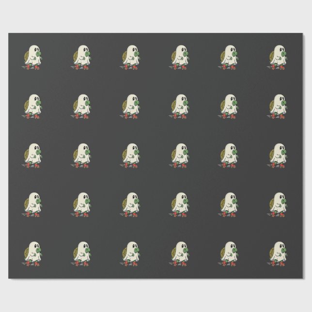 Ghost Turtle Roller Skates Halloween Design_1 Wrapping Paper (Flat)