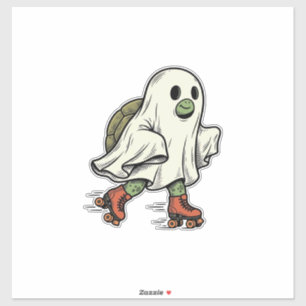 Ghost Turtle Roller Skating Vintage Halloween Desi