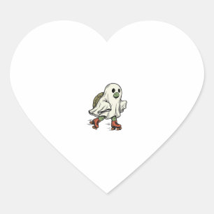 Ghost Turtle Roller Skating Vintage Halloween Desi Heart Sticker