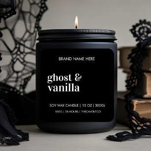 Ghost & Vanilla Candle   Custom Black & White Square Sticker