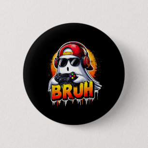 Ghost Video Game Bruh Halloween Gaming Controller 2 Inch Round Button