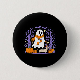 Ghost Walking Dachshund Funny Spooky Season 2 Inch Round Button