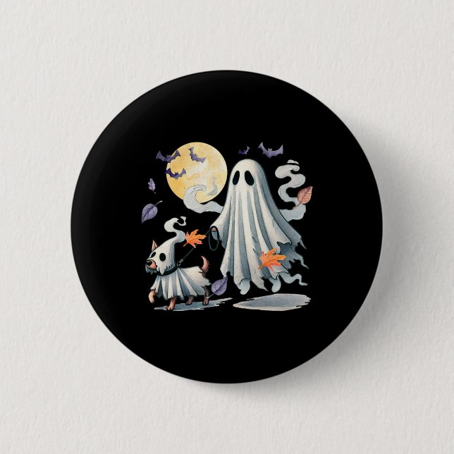 Ghost Walking Dog  2 Inch Round Button (Front)