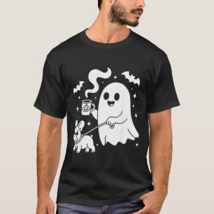Ghost Walking Dog French Bulldog Coffee Halloween T-Shirt