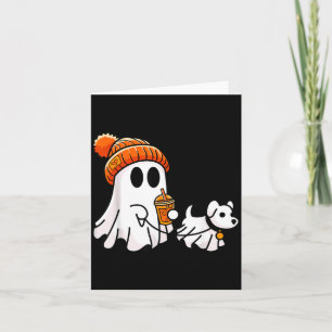 Ghost Walking Dog Funny Halloween Costume Card