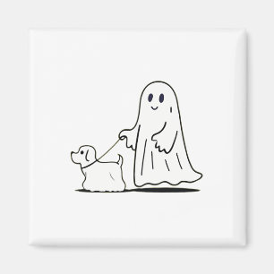 Ghost Walking Dog Ghostie Funny Halloween Dog Love Magnet