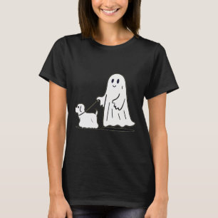 Ghost Walking Dog Ghostie Funny Halloween Dog Love T-Shirt